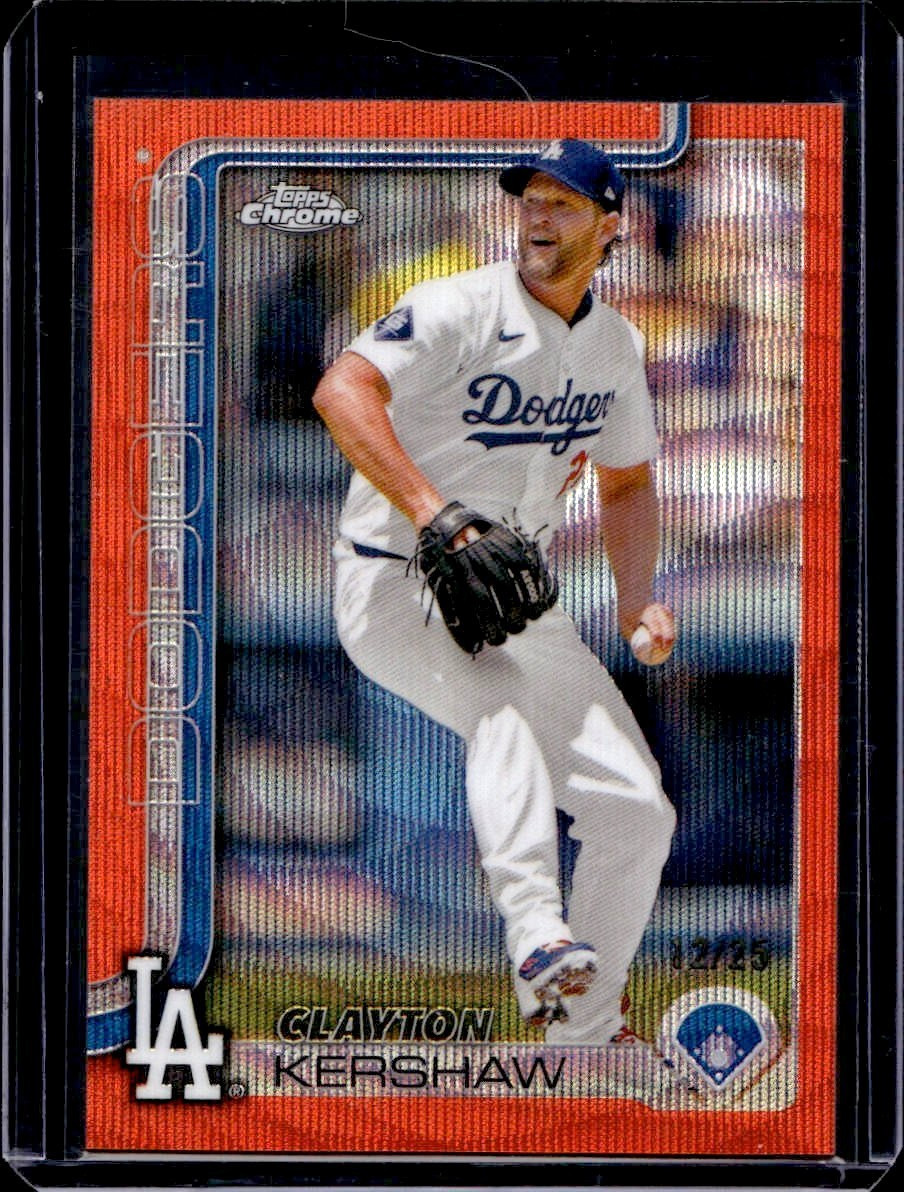 Clayton Kershaw 2025 Topps Chrome Baseball #88 Orange Wave Refractor #D 12/25