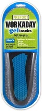 ProFoot Workaday Gel Insoles For Men Sizes 8-13 with Gel Shock Absorbers 1 Pair