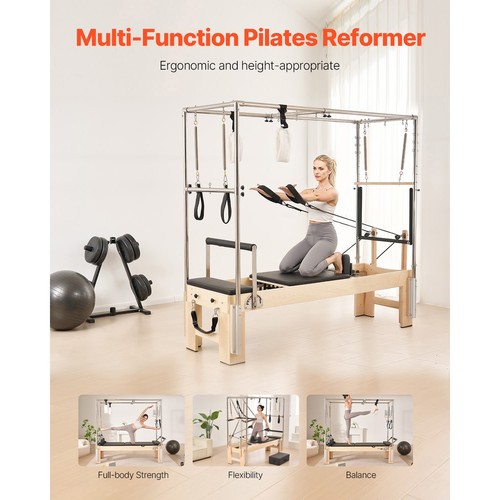 Pilates Reformer Madera Pilates Máquina Hogar Gimnasio Equipo de Entrenamiento - Imagen 6 de 12