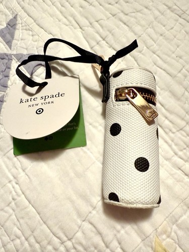 FREE SHIP NWT KATE SPADE TARGET WHITE BLACK POLKA DOTS LIPSTICK HOLDER BAG CHARM