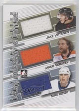 2013-14 In the Game-Used Silver Jake Virtanen Jakub Voracek Mike Bossy HOF mq4