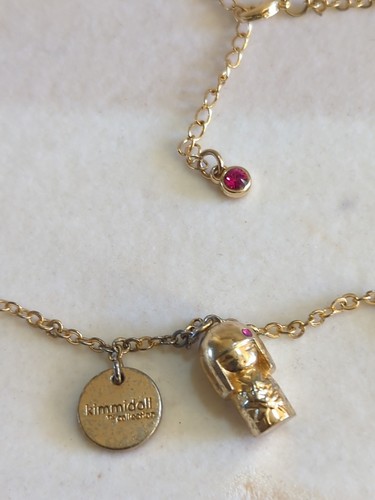 kimmidoll Necklace / Pink Glass & Disc Charm - Picture 2 of 5