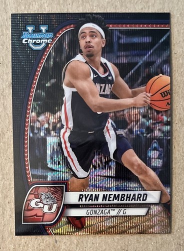2024/25 Bowman Chrome U Ryan Nembhard Black Wave Refractor #72 Gonzaga