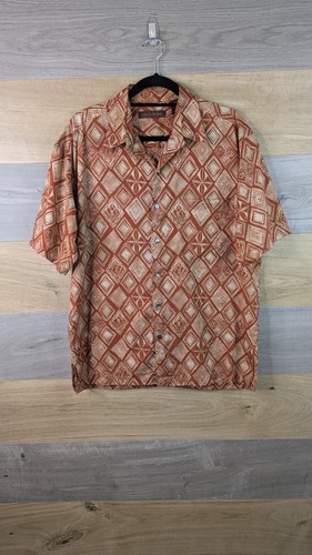 Tori Richard Hawaiihemd Herren Größe M Braun Baumwolle Geometrisches Tribal Print - Bild 2 von 15