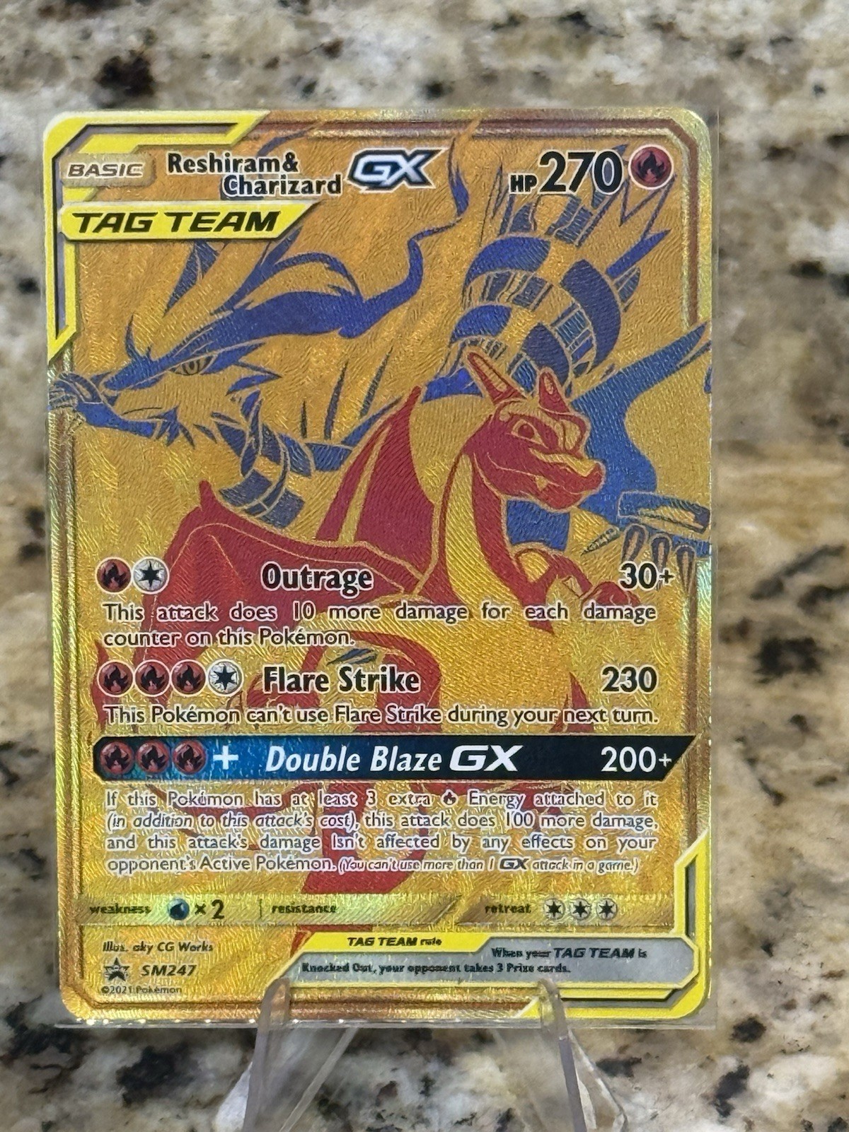 Reshiram & Charizard GX Tag Team SM247 Black Star Promo Pokemon 2021