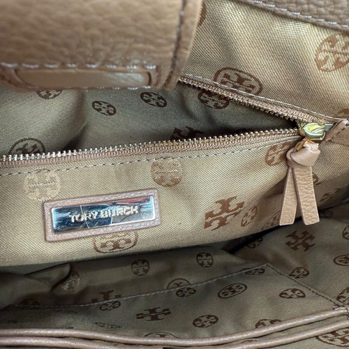 Tory Burch Ivy Side-Zip Expandable Pebbled Leather Tote Bag - Camel Color - Bild 9 von 16
