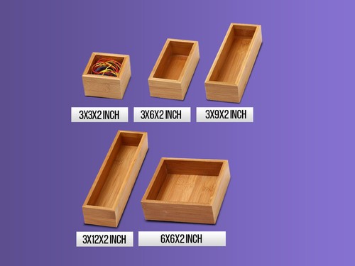 & Kitchen Bamboo Drawer Organizer Box 14" Lx10 Wx2 H #319 - Bild 8 von 8