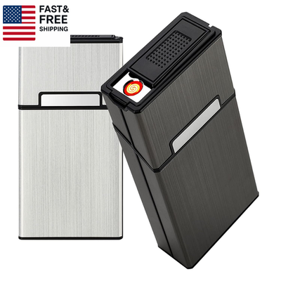 Cigarette Case with Lighter 100'S King Size 20Pcs Cigarettes 2 Pack  Rechargeabl