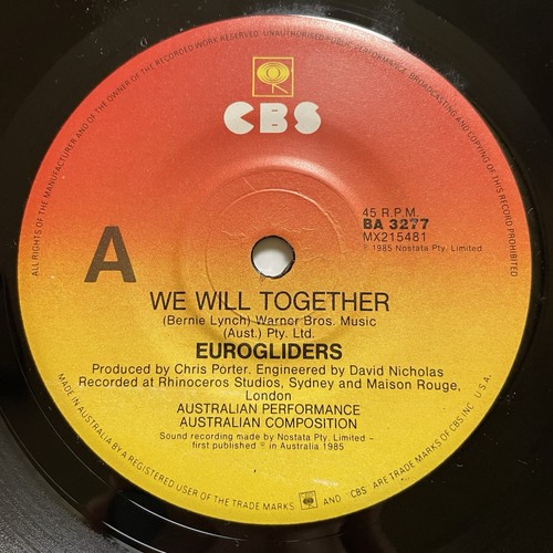 Eurogliders We Will Together / Wildlife Vinyl Record 7” 45 RPM BA 3277 CBS 1985 - Photo 20/24