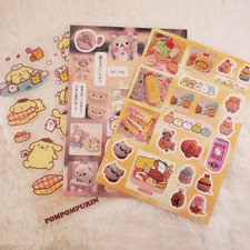 Lot of Three Kawaii Sticker Sheet - Rilakkuma, Pompompurin
