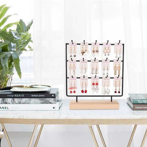Earring Display Stands for Selling 3 Tier 15 Hooks Jewelry Display Wooden Bas... - Picture 6 of 6