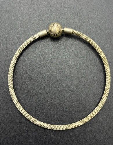 Pandora 7.25" Sterling Silver Mesh Charm Bracelet Patha X10 - Picture 1 of 12
