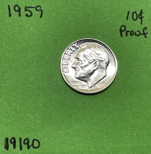 1959-P Roosevelt Dime 10c Gem Proof 90% Silver See Pictures