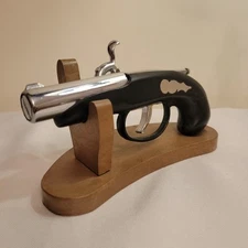 Vintage Table Gun lighter w/ Wood Stand 