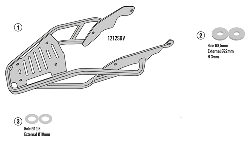 Mount Rear Specific, GIVI SR1212, for Bauletto Monokey Or Monolock - Picture 2 of 3