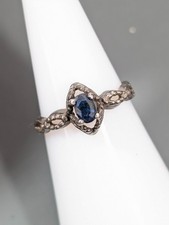 Sterling Silver 925 ISRAEL Blue Oval Stone Vintage Style Ring Size 7