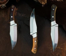 Gift-Ready  Steel Knife Full Tang Hunt it Hunt + Leather Sheath