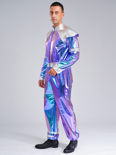 Hombres Juegos con disfraces Adulto Mono Jazz Disfraz Metálico Body Fiesta Trajes Robot - Imagen 11 de 30