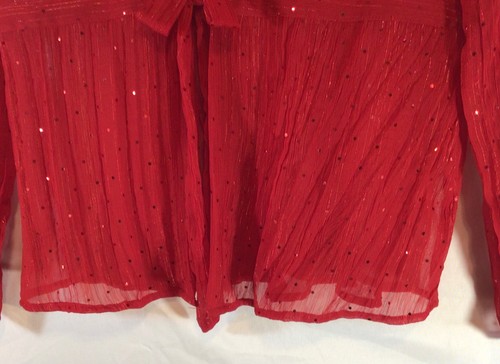 Blusa Notations Roja Lentejuelas Transparentes Corbata Media Frontal Brillo Vacaciones Discoteca - Imagen 7 de 14