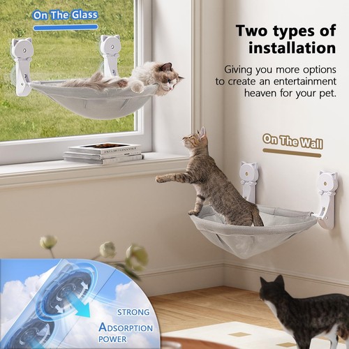Cat Window Perch Cordless Foldable & Stable Cat Beds- Breathable Cat Window H... - Picture 3 of 6