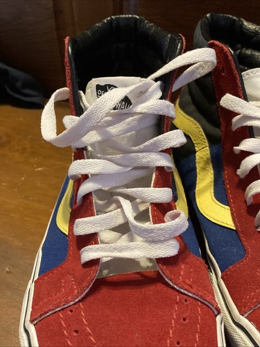 Vans Off the Wall High Top Skate Shoes Red Yellow Blue Size 9 Men 10 1/2 Women - Foto 2 di 9