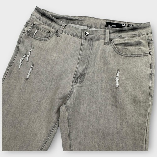 WXYZ Jeans Herren 34x30 Grau Waschung Nomad Slim Fit Distressed Stretch Moto Grunge - Bild 2 von 13