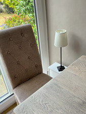 Beige Upholstered Button-Tufted High Back Dining Chair with Padded Seat