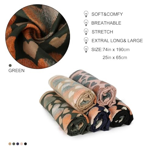 Schal für Damen Herbst Winter Tuch Halstuch lang Damen Schals warm weich grün - Bild 6 von 6