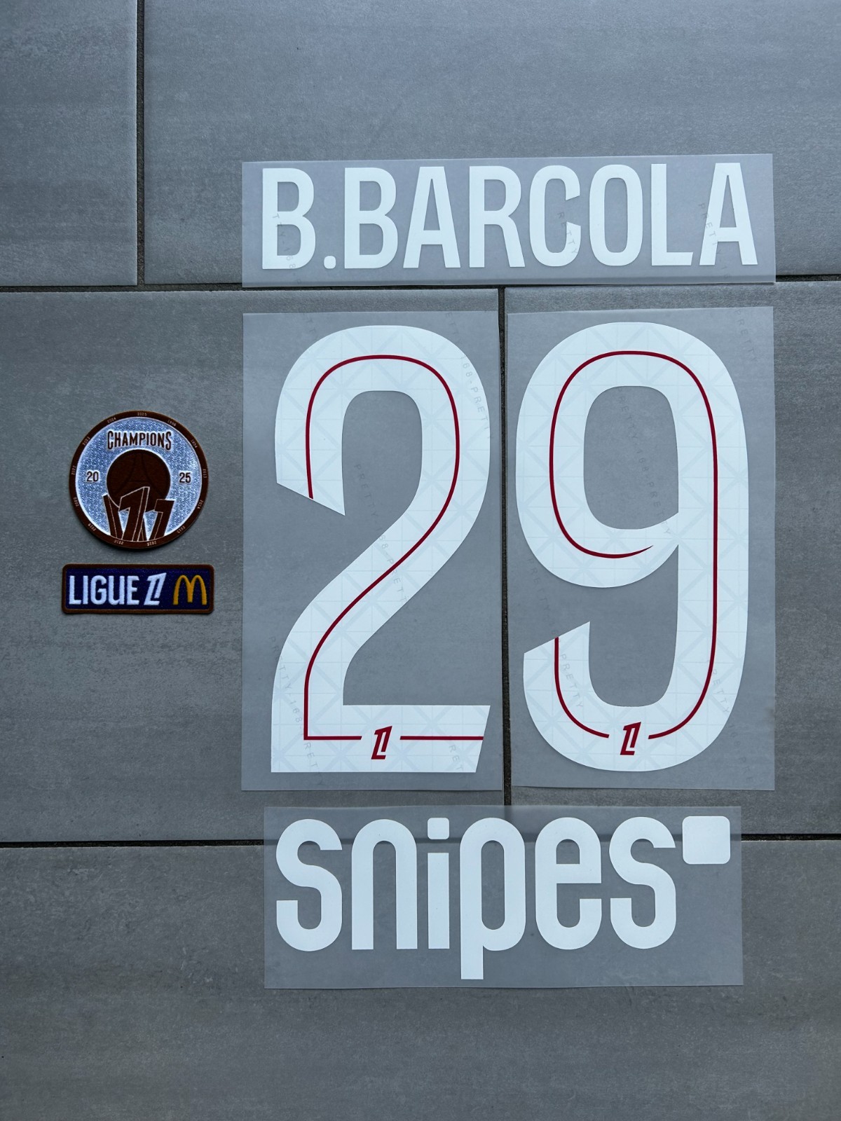 Flocage BARCOLA #29 PSG Home en polyuréthane premium avec kit Patch LFP de précision