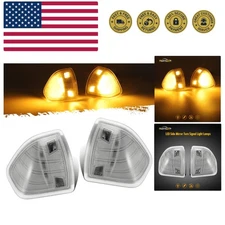 LED Side Mirror Turn Signal Light Left and Right Lamps Tow Light Clear Cover ...