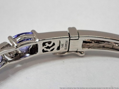 Never Worn .20ct Fine Diamond 4.56ct Tanzanite Effy 14k Gold Bangle Bracelet - Picture 5 of 5