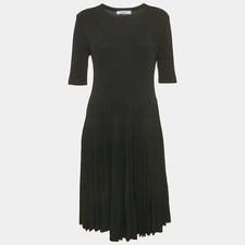 Prada Black Rib Knit Midi Dress M