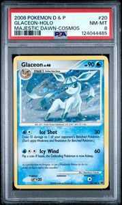 2008 POKEMON DIAMOND & PEARL MAJESTIC DAWN COSMOS #20 GLACEON-HOLO PSA 8