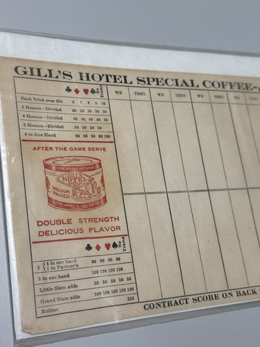 Rich-Urn Coffee Old Vintage Paper Bag Sack Gill’s Hotel Coffee Paper Score Sheet - Picture 5 of 10