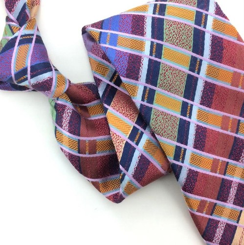 Robert Graham Tie Usa Skinny Multicolor Plaid Luxury Necktie Silk Ties LX 63" - Picture 3 of 8