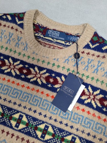 Polo Ralph Lauren Sweater Mens Medium New Fair Isle Jacquard Wool Blend Holiday - Picture 3 of 15