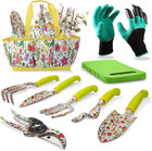 Garden Tool Set 9 Piece Heavy Duty Aluminum Gardening Hand Tools Kit Rose