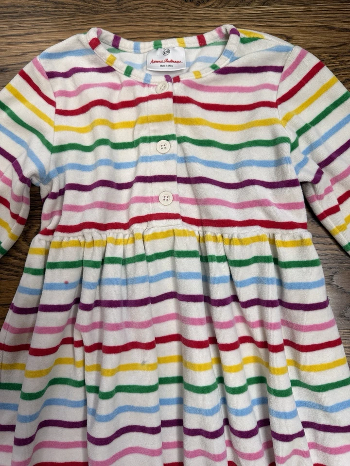 Vestido de terciopelo Hanna Andersson Signature en rayas de colores talla 6-7 Foto 4 de 4