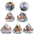 Colorful Acrylic Cloud Snow House Pendant for Holiday Tree and Wreaths
