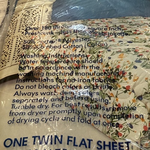 Vintage Burlington Twin Flat Sheet Spring Sachet Floral No-Iron 66x96 Bedding Ne - Picture 10 of 11
