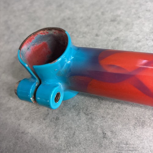 Handmade Steel Road Stem 1” Threadless 26.0 Flames! Blue & Orange 120mm -16° - Picture 11 of 17