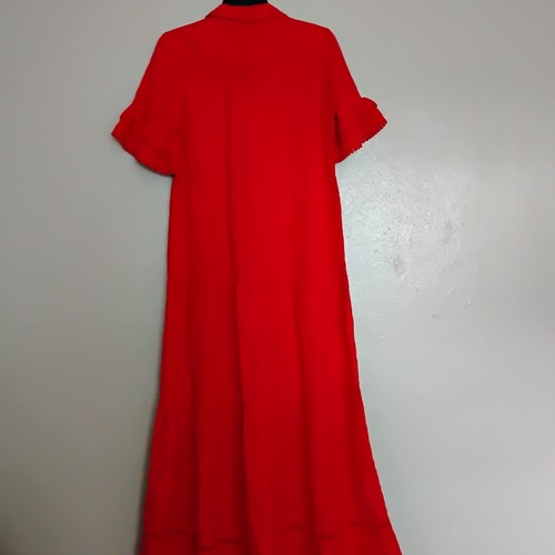 Chicos Dress Xs / 00 Tiered Linen Maxi Tropical Resort Cruise Lace Pockets - Picture 10 of 15