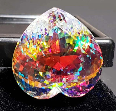 100 Ct Natural Rainbow Color Heart Cut Mystic Topaz Loose Gemstone GIE Certified