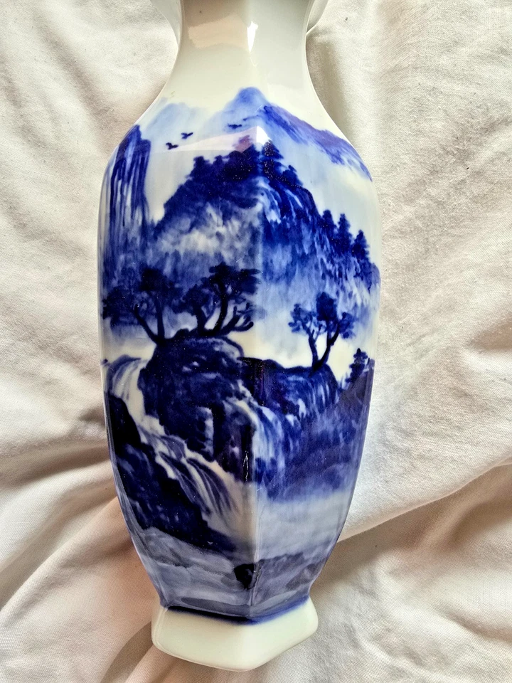 Antike Vintage handbemalte blau weiße Porzellan Vase Chinesisch Ming Singapur - Bild 2 von 4
