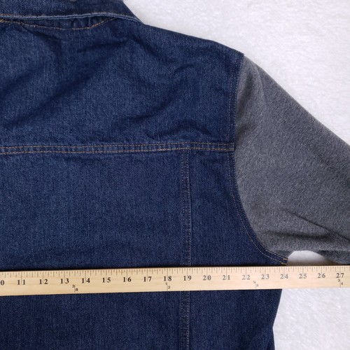 Original Deluxe Jacket XL Hooded Denim Gray Sleeves Urban Edge Street Style - Picture 9 of 10