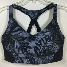 Avia L 12-14 Sports Bra Navy Blue Print Racerback Adjustable Straps