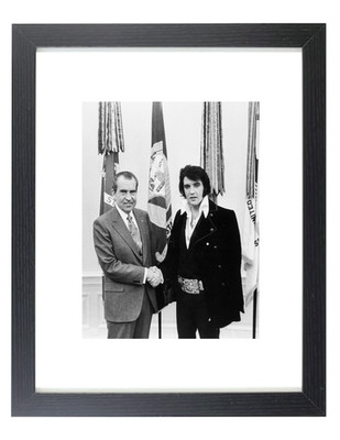 Elvis Presley & President Richard Nixon Meet Matted & Framed Picture Photo