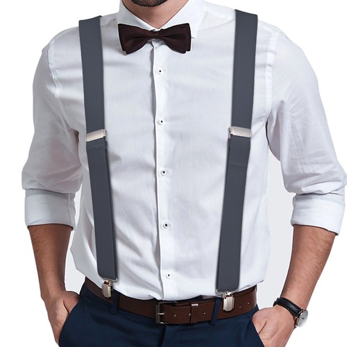 Buyless Fashion 2 Pack Suspender Men - 48" Adjustable Straps 1 1/4" - X Shape - Picture 84 of 91