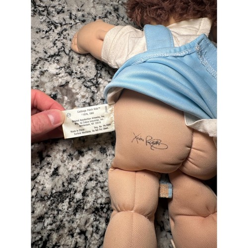 Vintage Cabbage Patch Kids Boy • 1982 Coleco • 16” Blue Overalls Elephant Patch - Picture 8 of 10