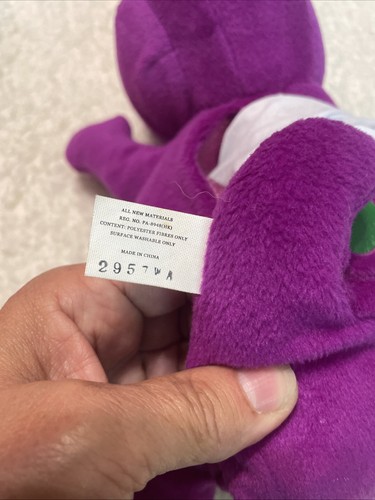 Vintage singender Barney Dinosaurier Plüsch singend "Ich liebe dich" funktioniert 10 Zoll - Bild 6 von 7
